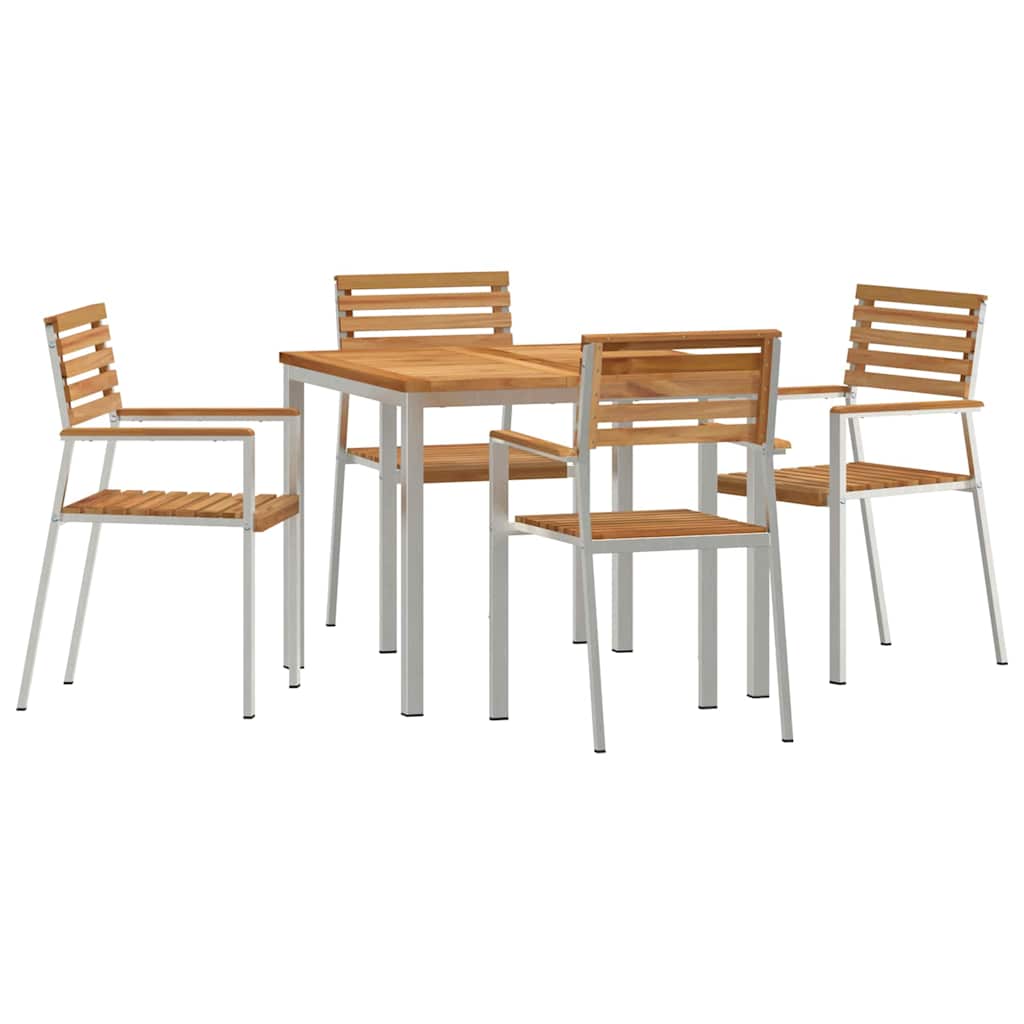 GardenDiningSet 5 pcs Brown SolidTeakwood