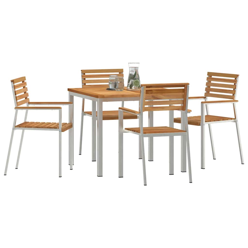 GardenDiningSet 5 pcs Brown SolidTeakwood