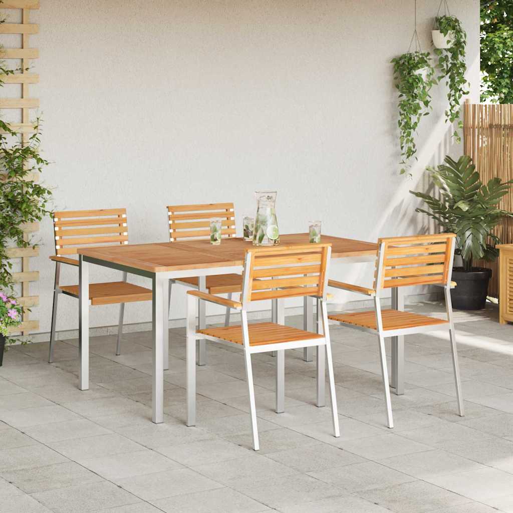GardenDiningSet 5 pcs Brown SolidTeakwood