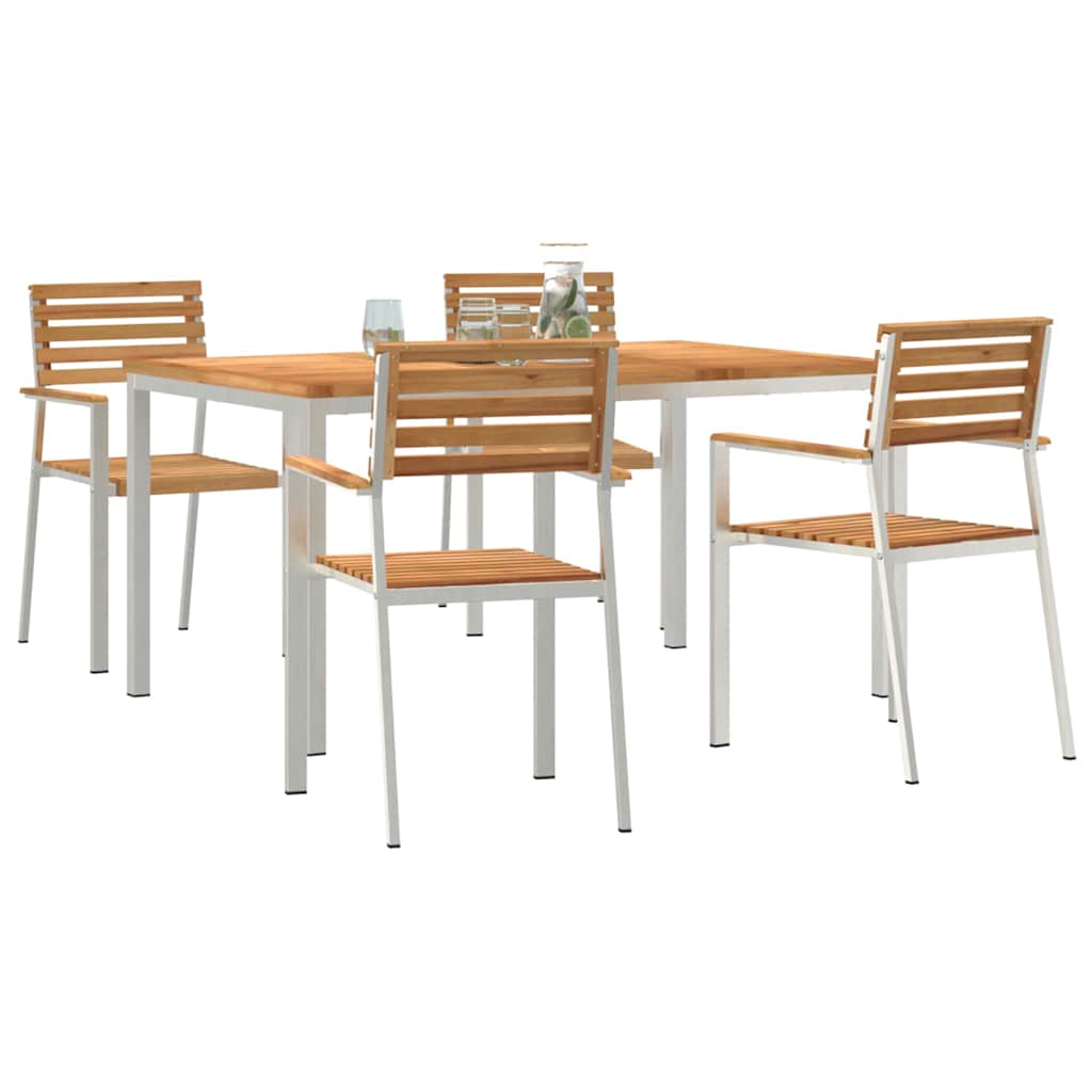 GardenDiningSet 5 pcs Brown SolidTeakwood