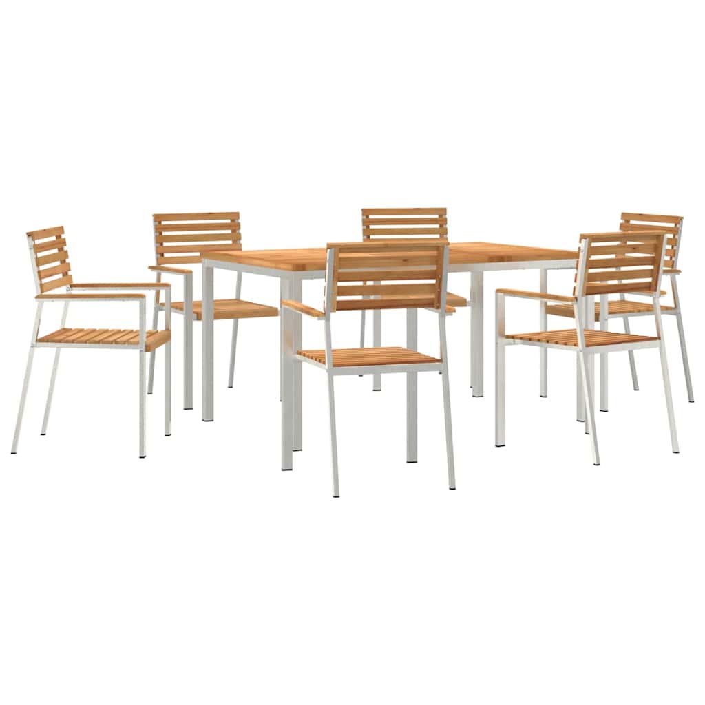 GardenDiningSet 7 pcs Brown SolidTeakwood