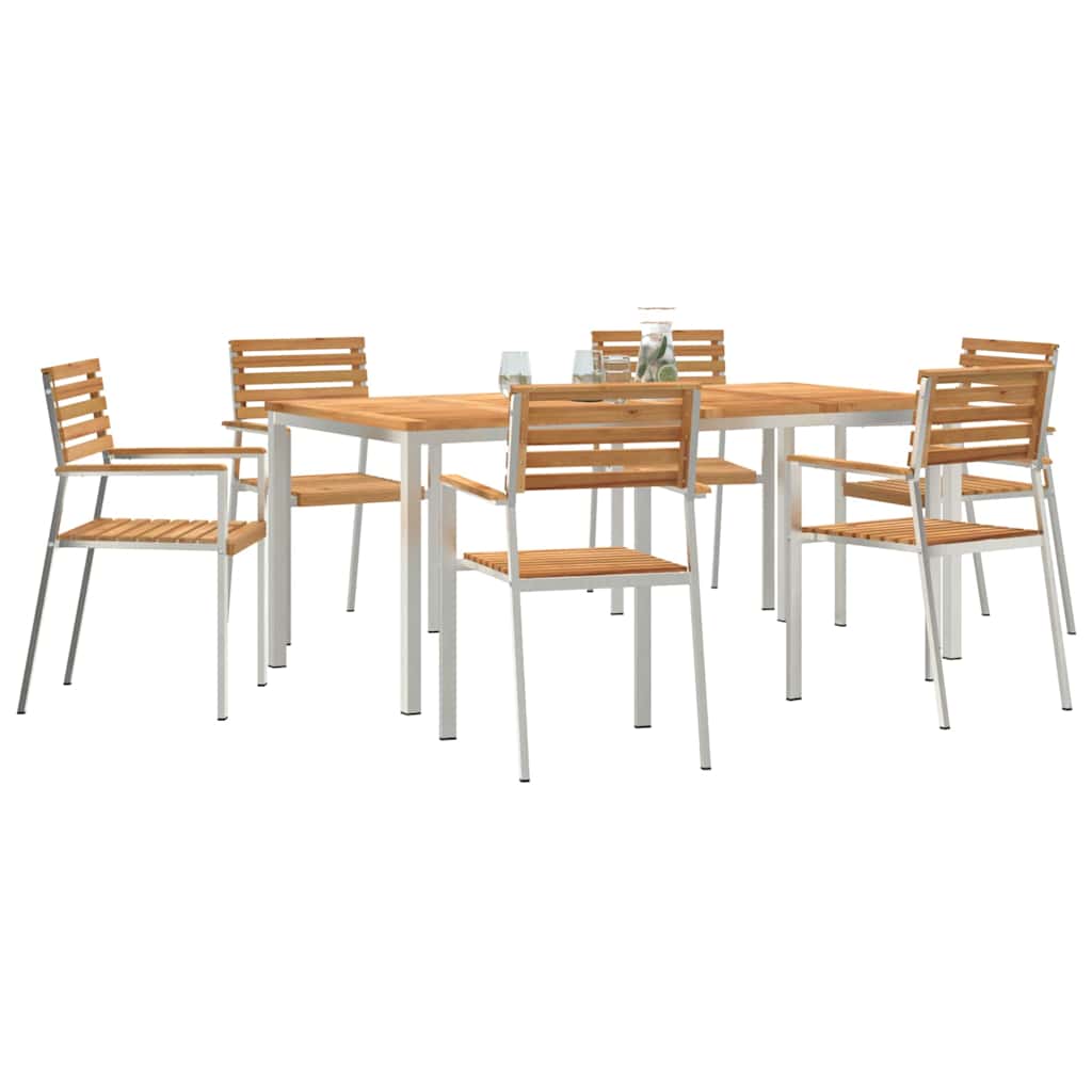 GardenDiningSet 7 pcs Brown SolidTeakwood
