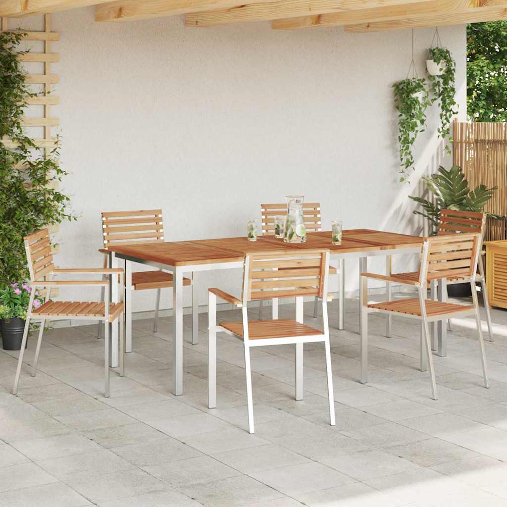 GardenDiningSet 7 pcs Brown SolidTeakwood