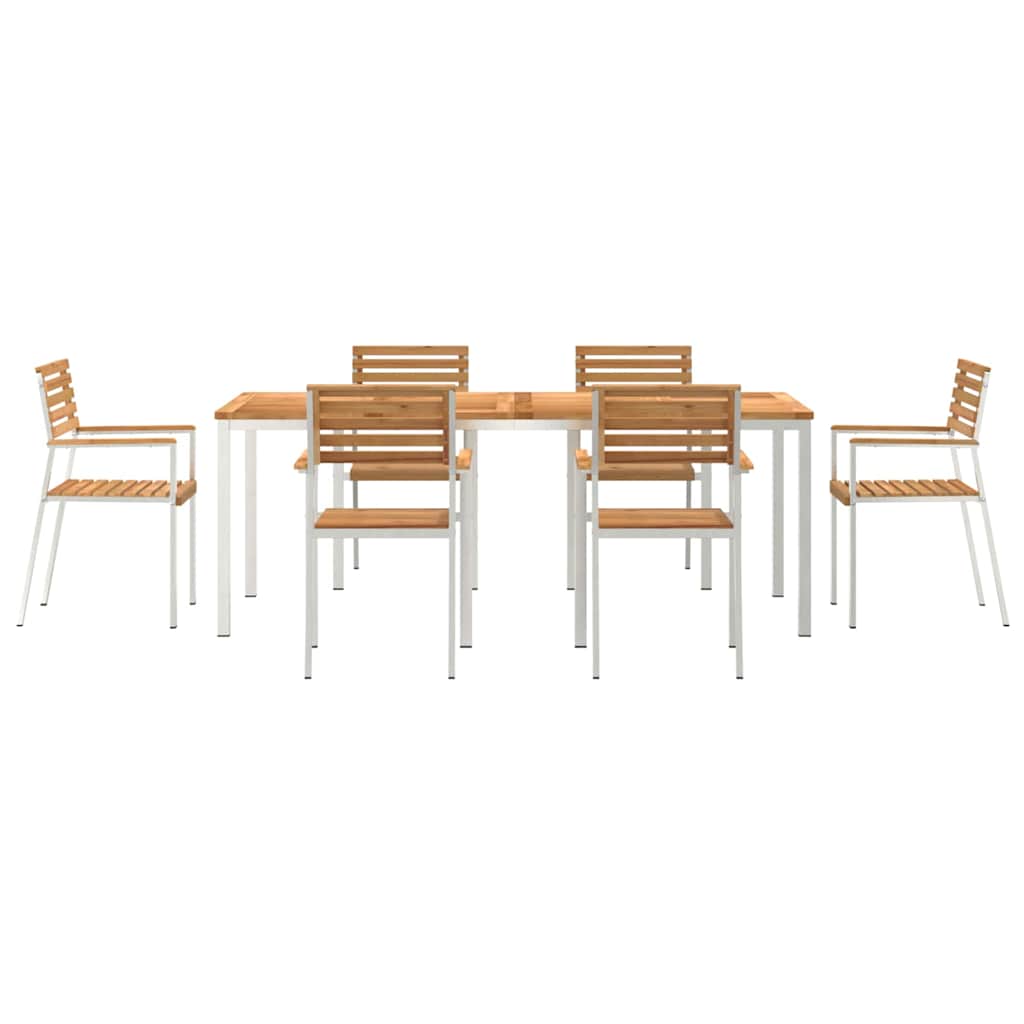 GardenDiningSet 7 pcs Brown SolidTeakwood