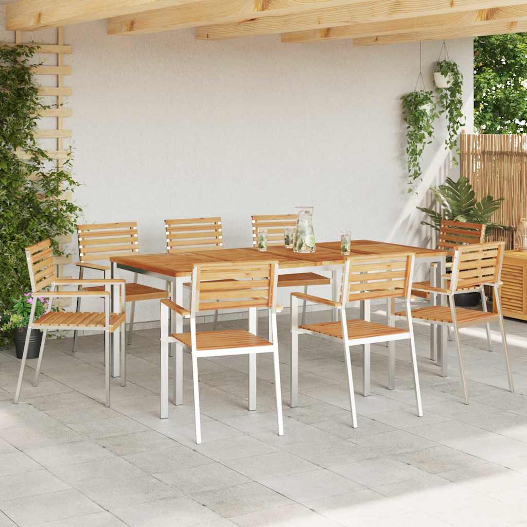 GardenDiningSet 9 pcs Brown SolidTeakwood