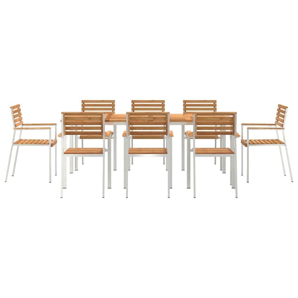 GardenDiningSet 9 pcs Brown SolidTeakwood