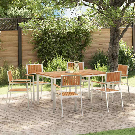 Garden Dining Set 7 pcs Brown Solid teak wood