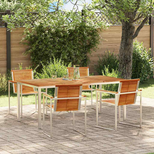 Garden Dining Set 5 pcs Solid Wood Teak