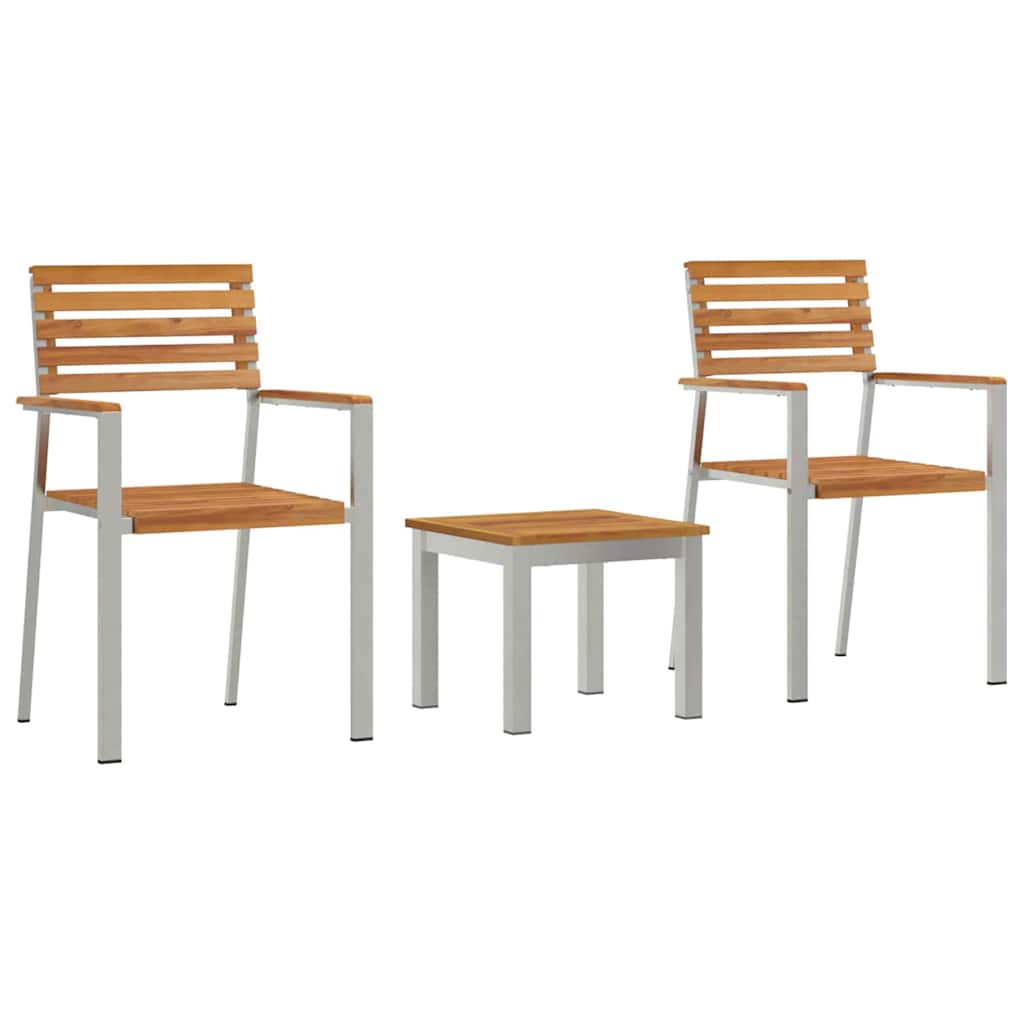 GardenDiningSet 3 pcs Brown SolidTeakwood