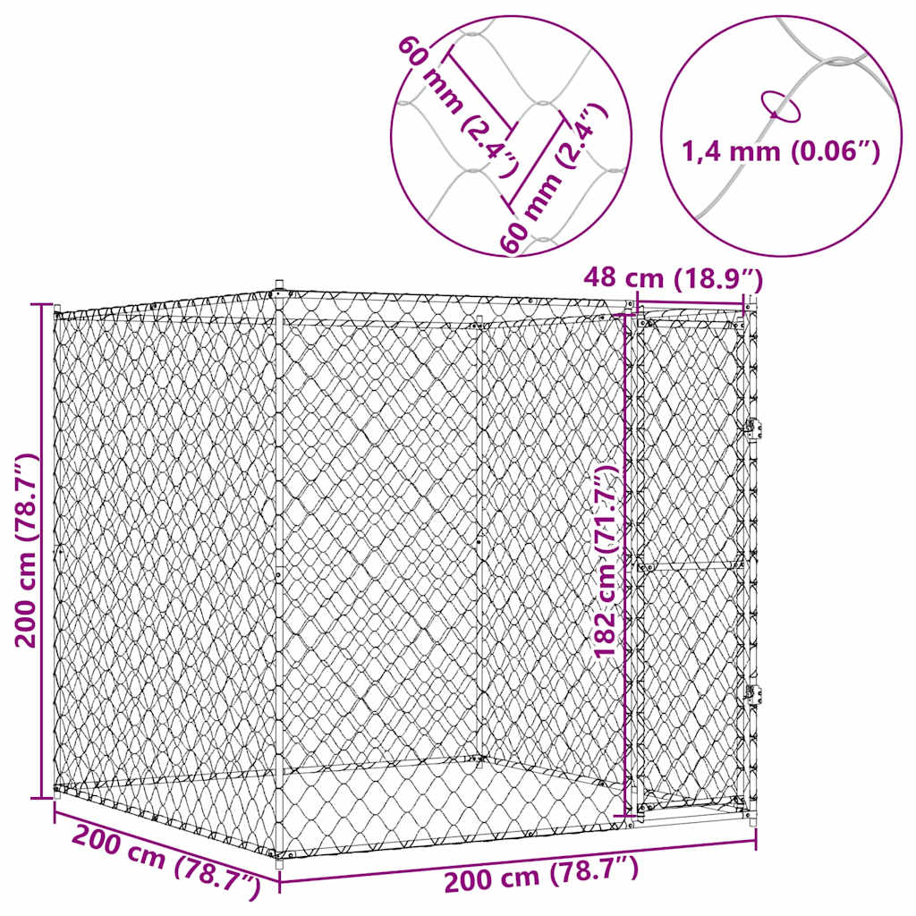 Dog Cage 2 x 2 x 2 m Steel