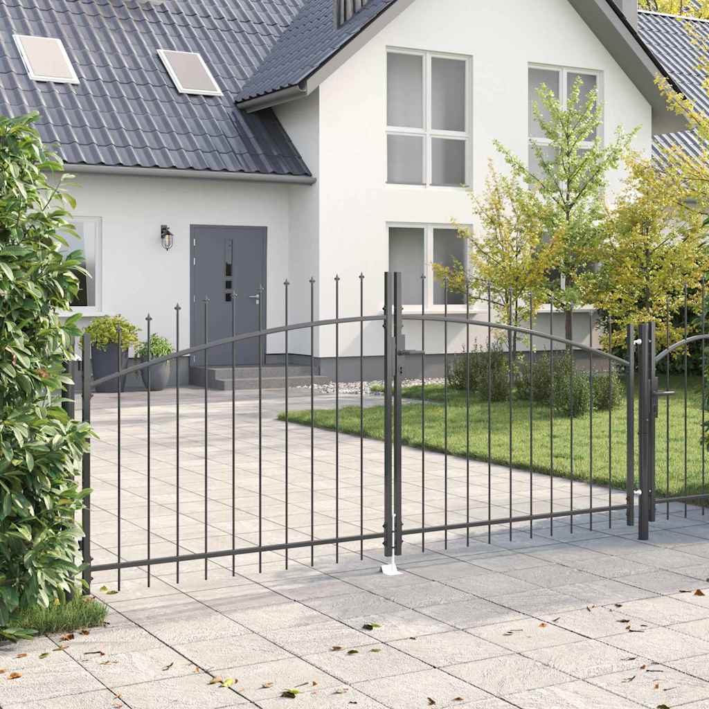 Garden Gate with Lock Grey 125 x 300 cm Steel