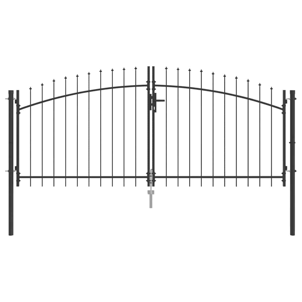 Garden Gate with Lock Grey 125 x 300 cm Steel
