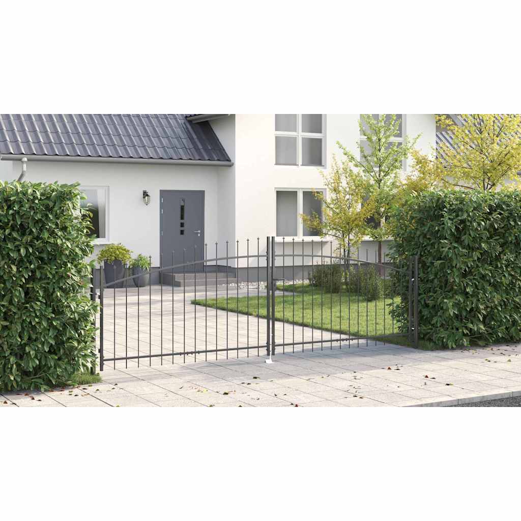 Garden Gate with Lock Grey 125 x 400 cm Steel