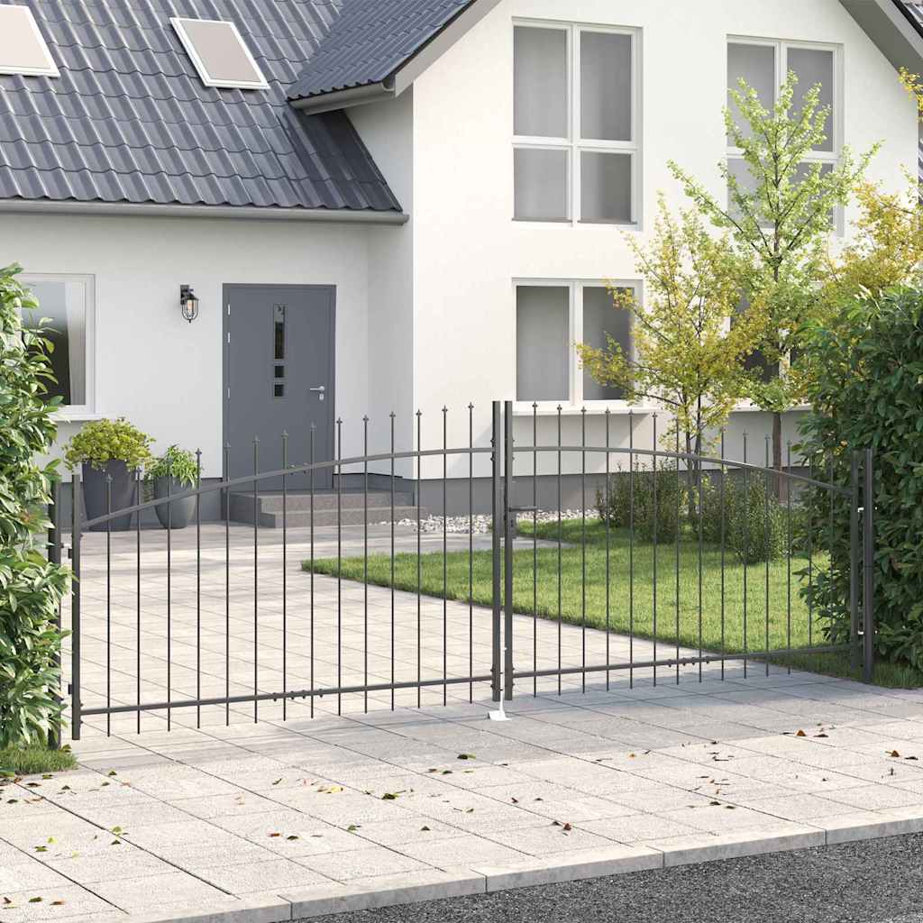 Garden Gate with Lock Grey 125 x 400 cm Steel