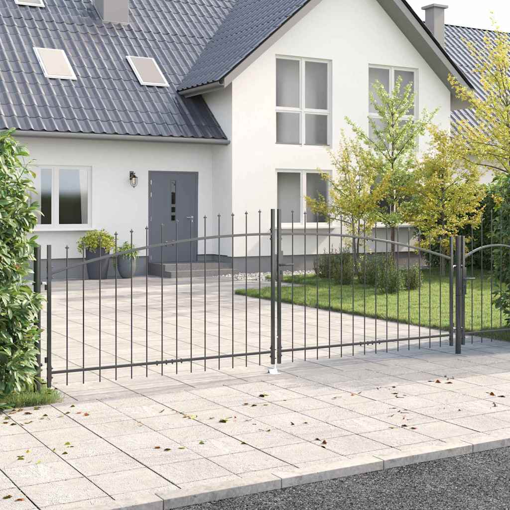 Garden Gate with Lock Grey 125 x 400 cm Steel