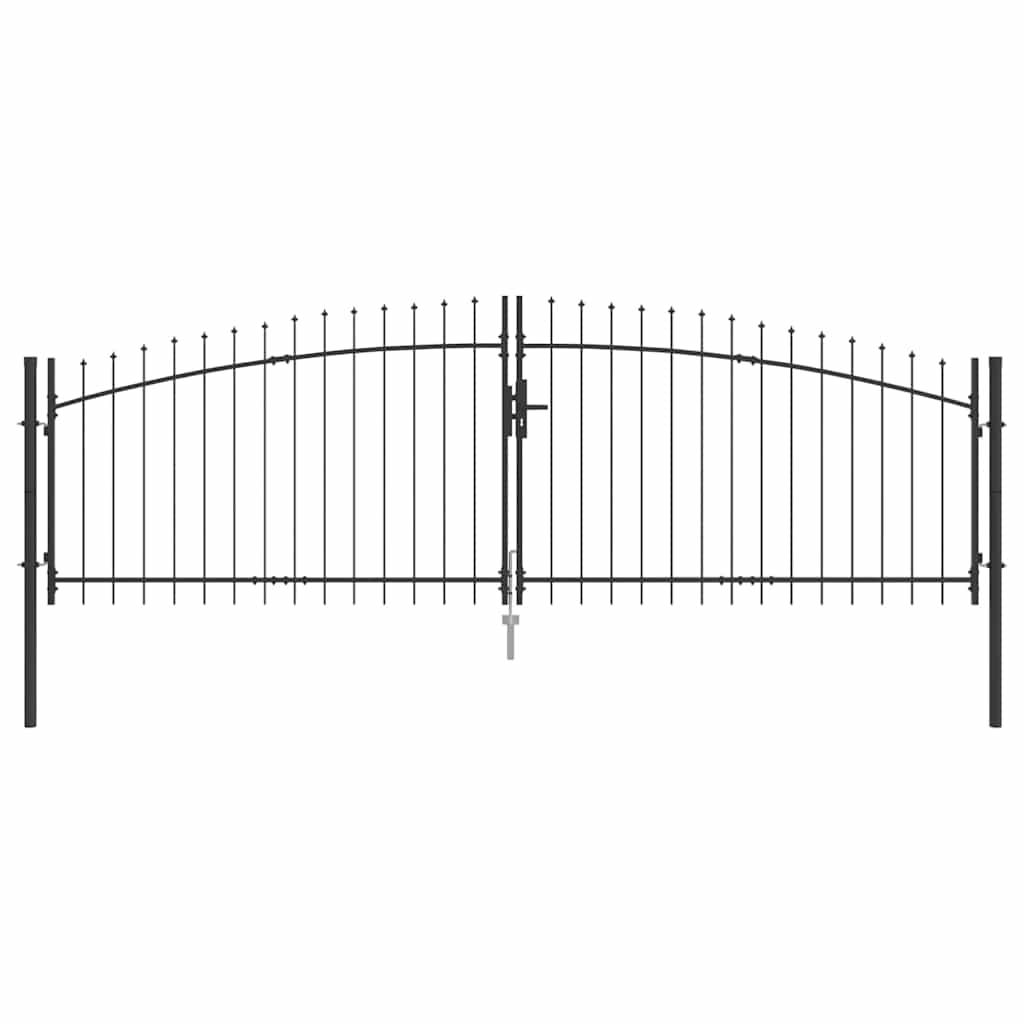 Garden Gate with Lock Grey 125 x 400 cm Steel
