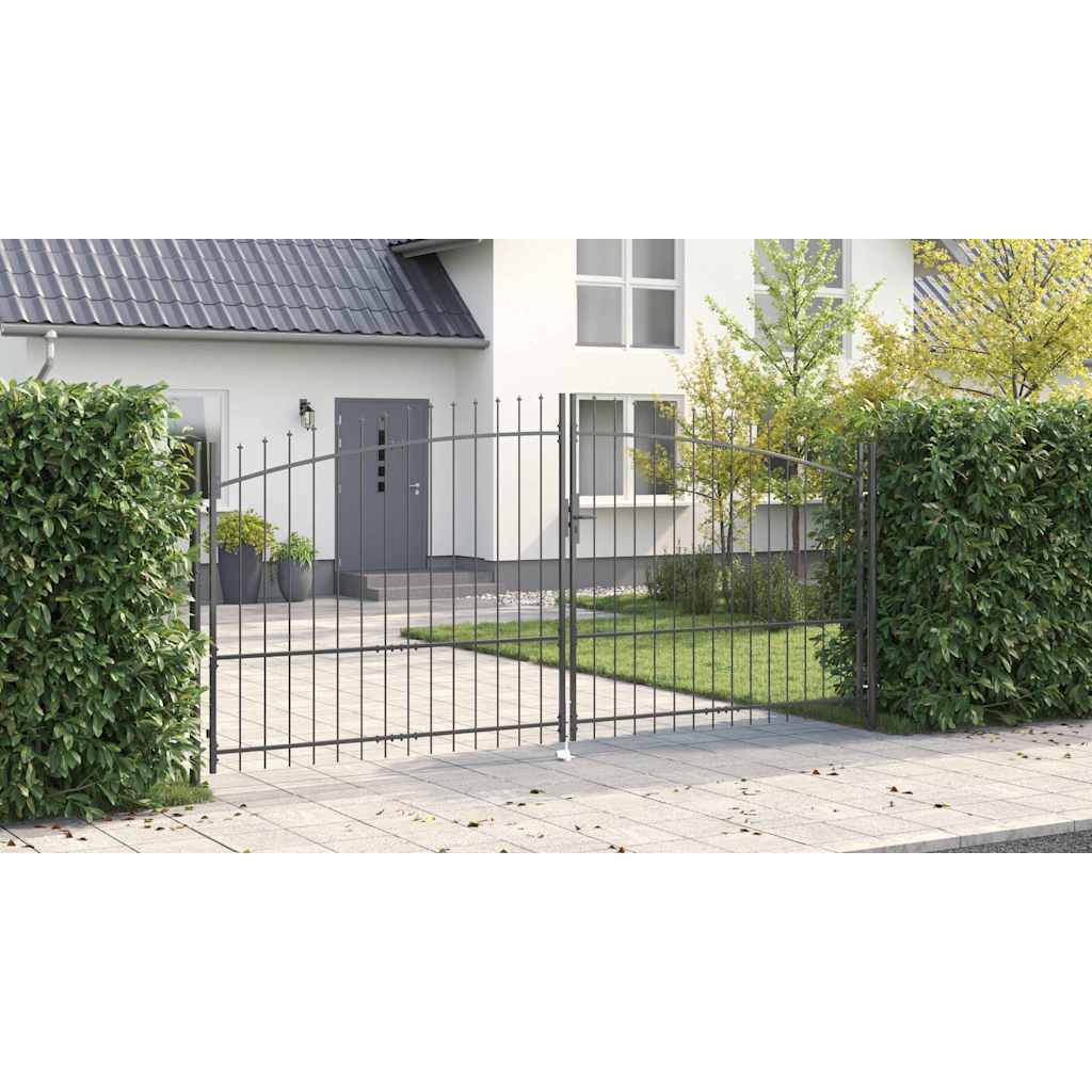 Garden Gate with Lock Grey 175 x 400 cm Steel