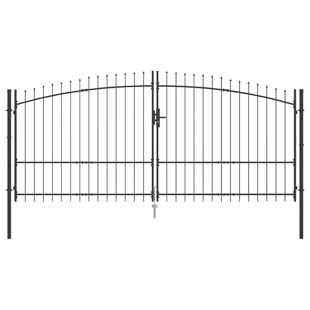 Garden Gate with Lock Grey 175 x 400 cm Steel