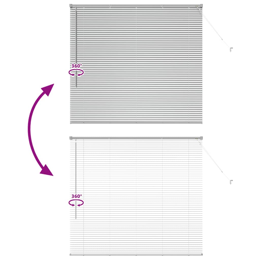 Window Blind with Curtains Manual Silver Aluminium