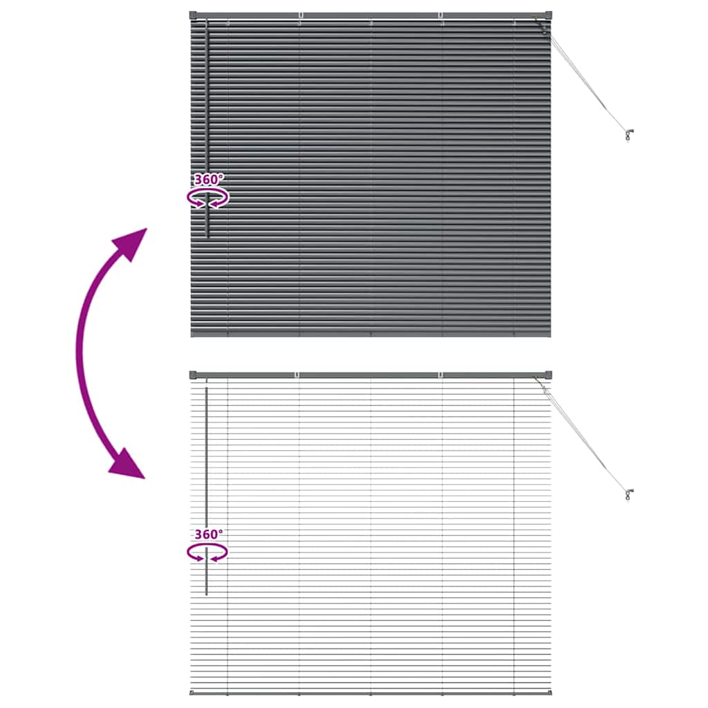 Window Blind with Curtains Manual Dark grey Aluminium