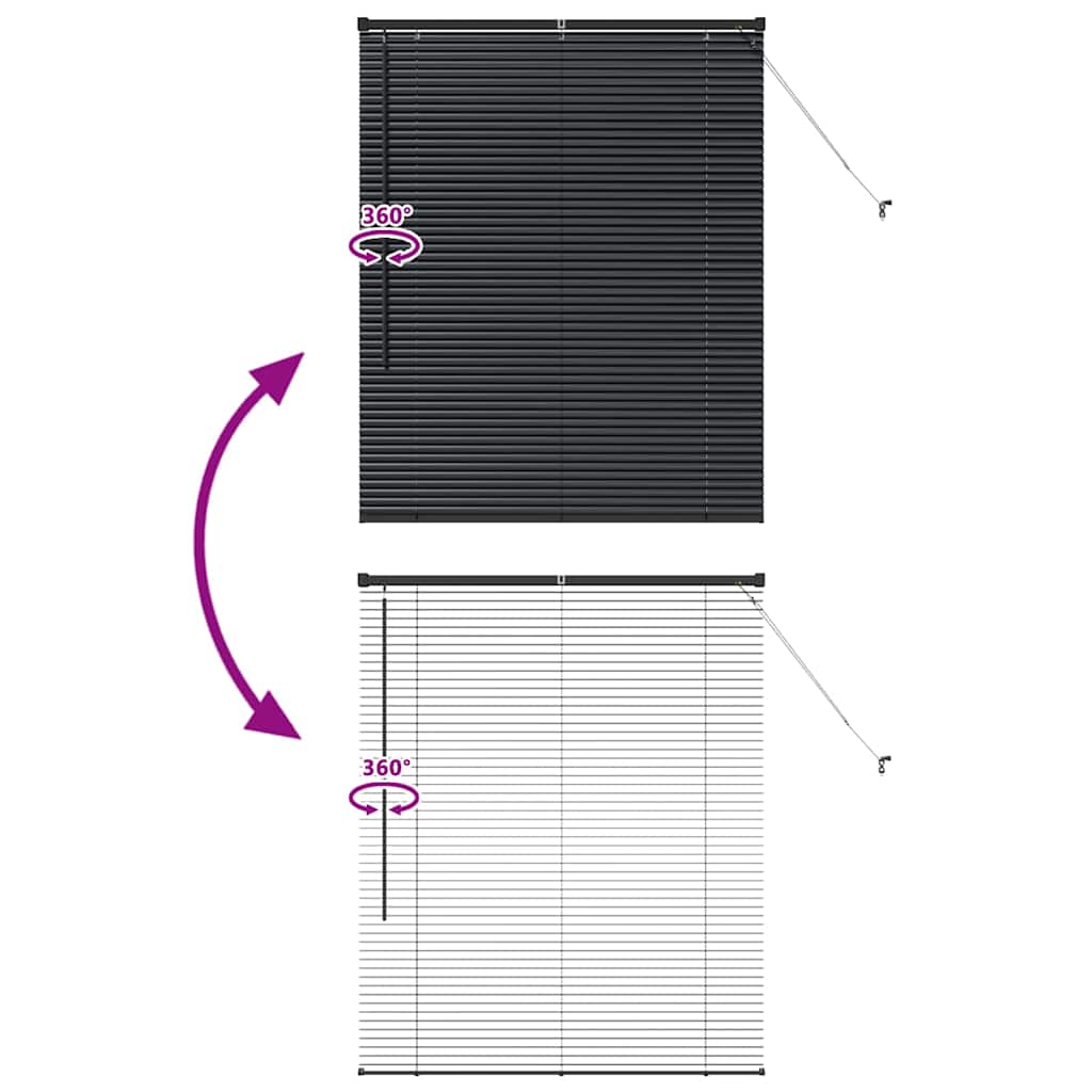 Window Blind with Curtains Manual Black Aluminium