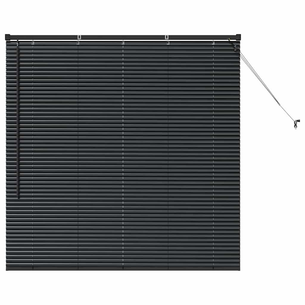 Window Blind with Curtains Manual Black Aluminium