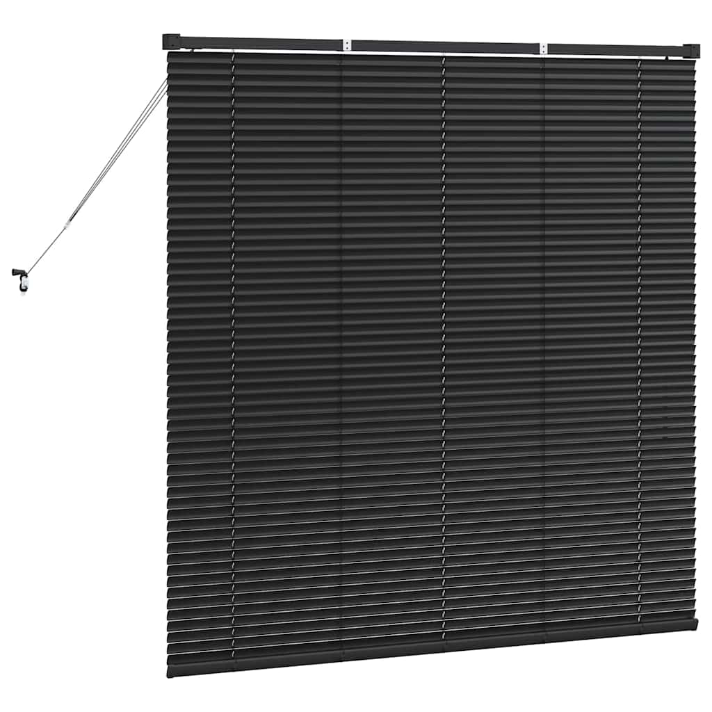 Window Blind with Curtains Manual Black Aluminium