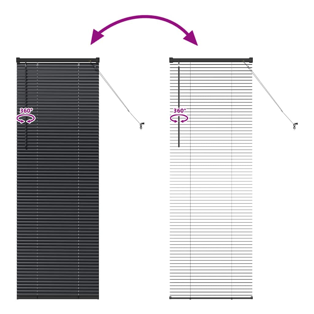 Window Blind with Curtains Manual Black Aluminium