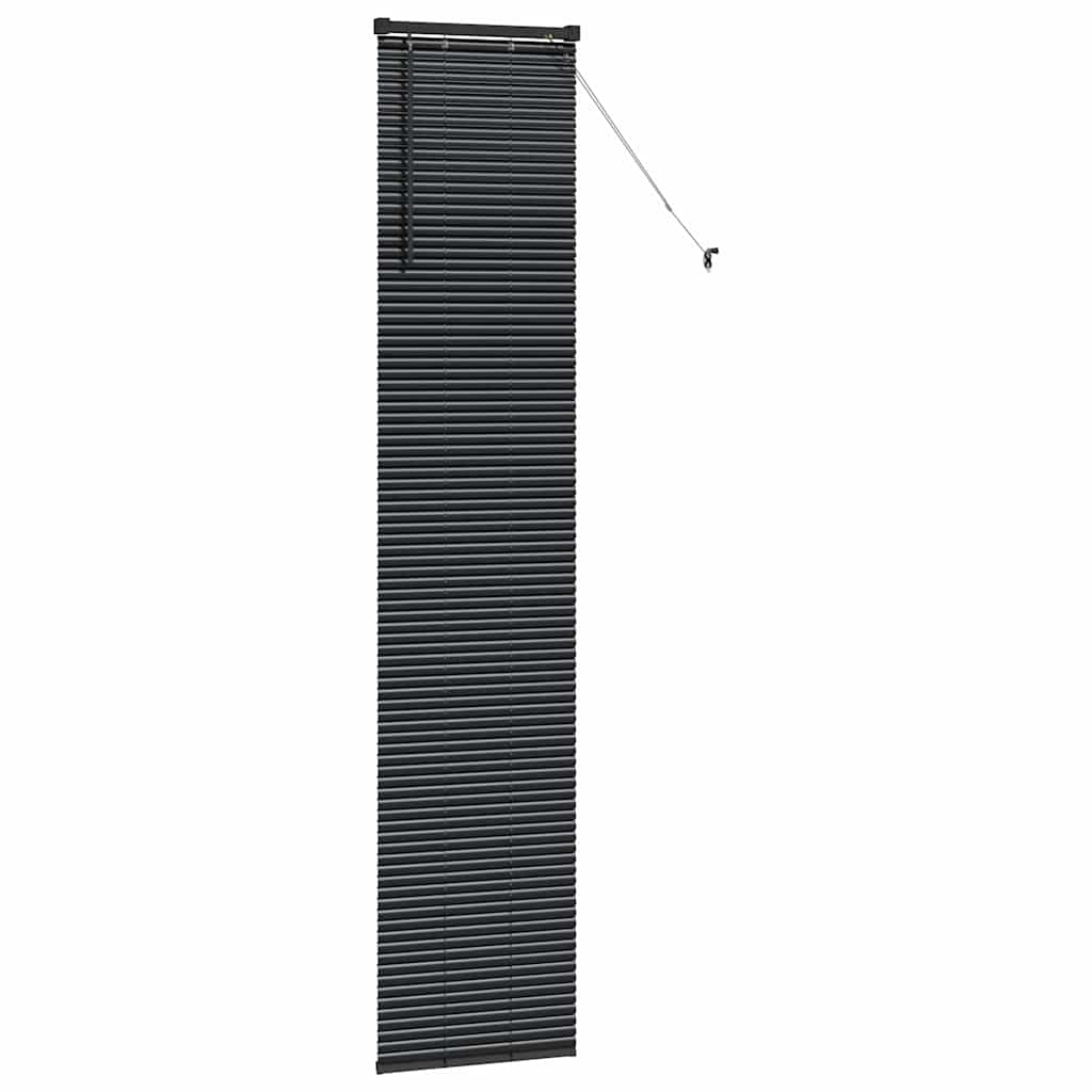Window Blind with Curtains Manual Black Aluminium