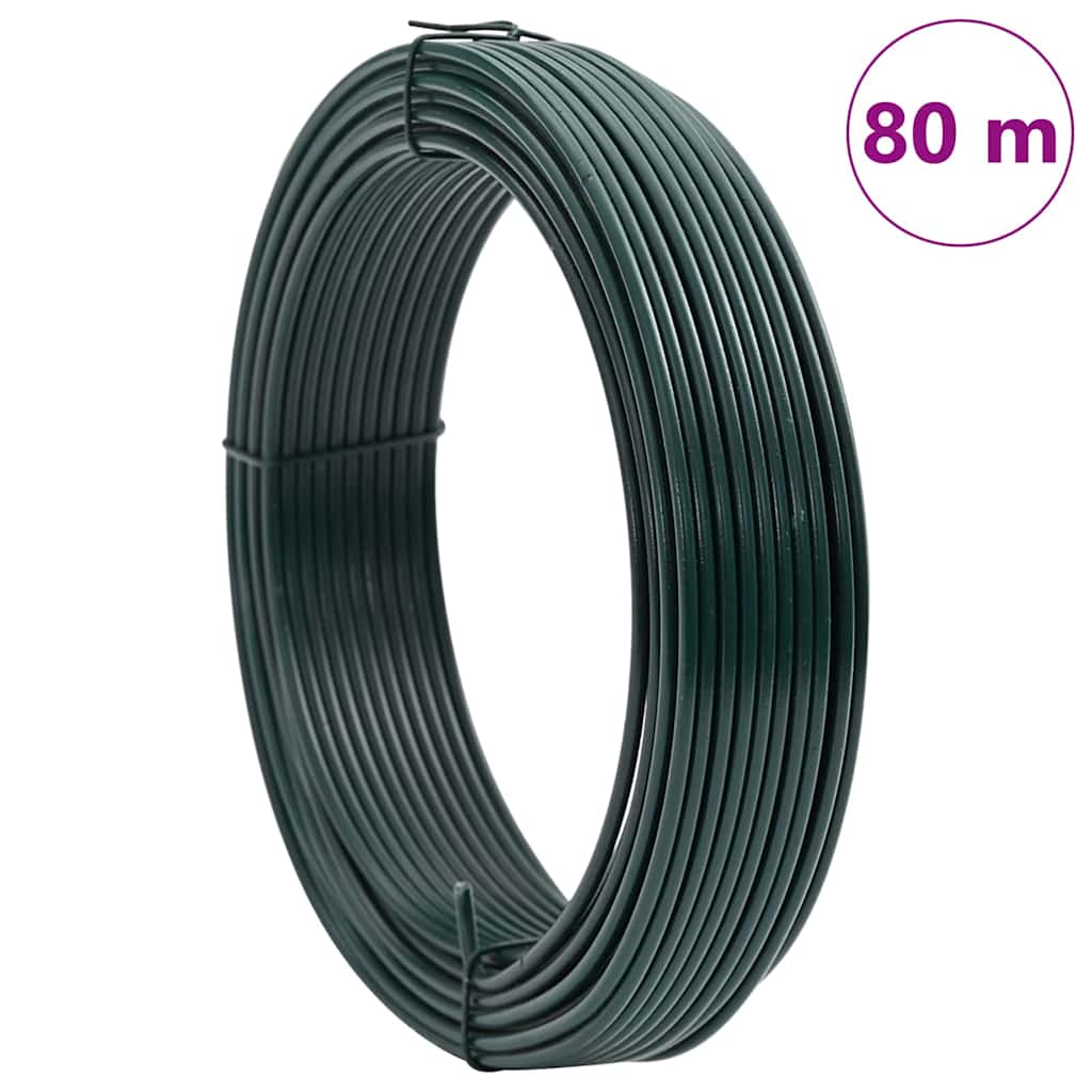 Fence Binding Wire Green 80 m PVC-coated steel