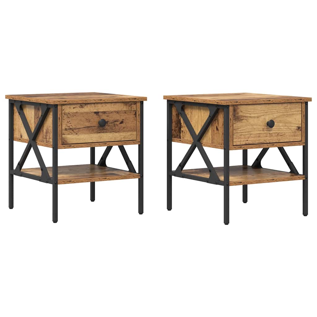 Bedside Cabinet with Drawer 2 pcs Old wood 40 x 42 x 45 cm