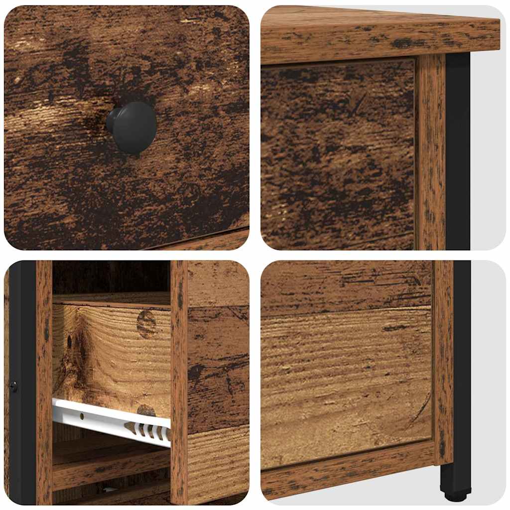 Bedside Cabinet with Drawer 2 pcs Old wood
