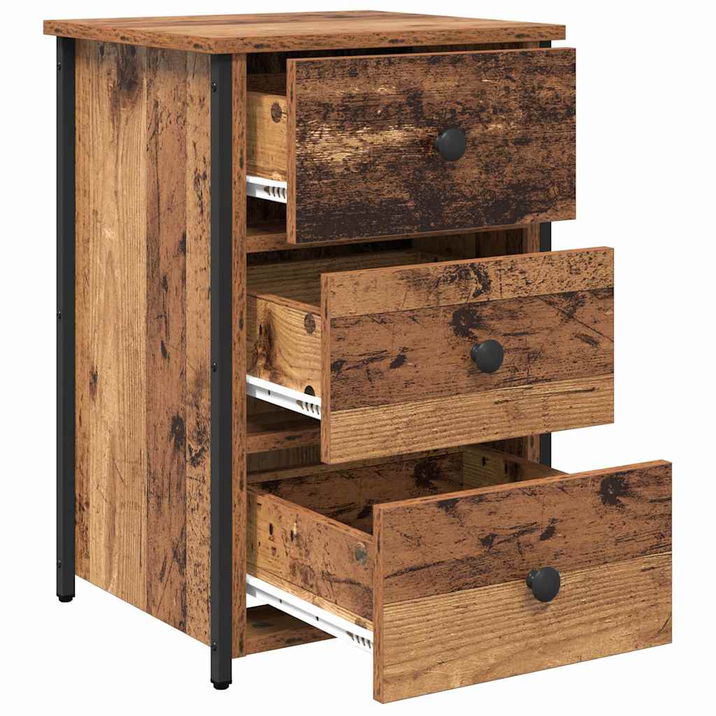 Bedside Cabinet with Drawer 2 pcs Old wood