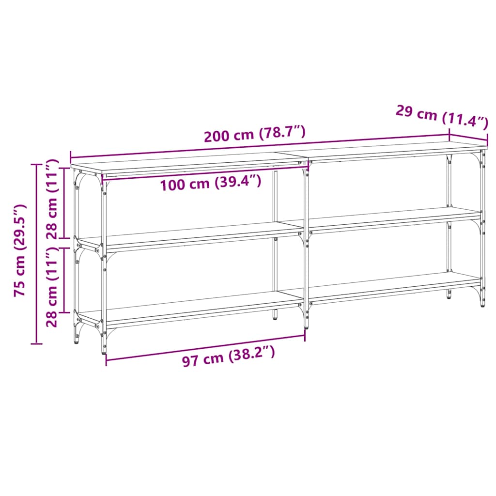 Console Table Old Wood 200 x 29 x 75 cm