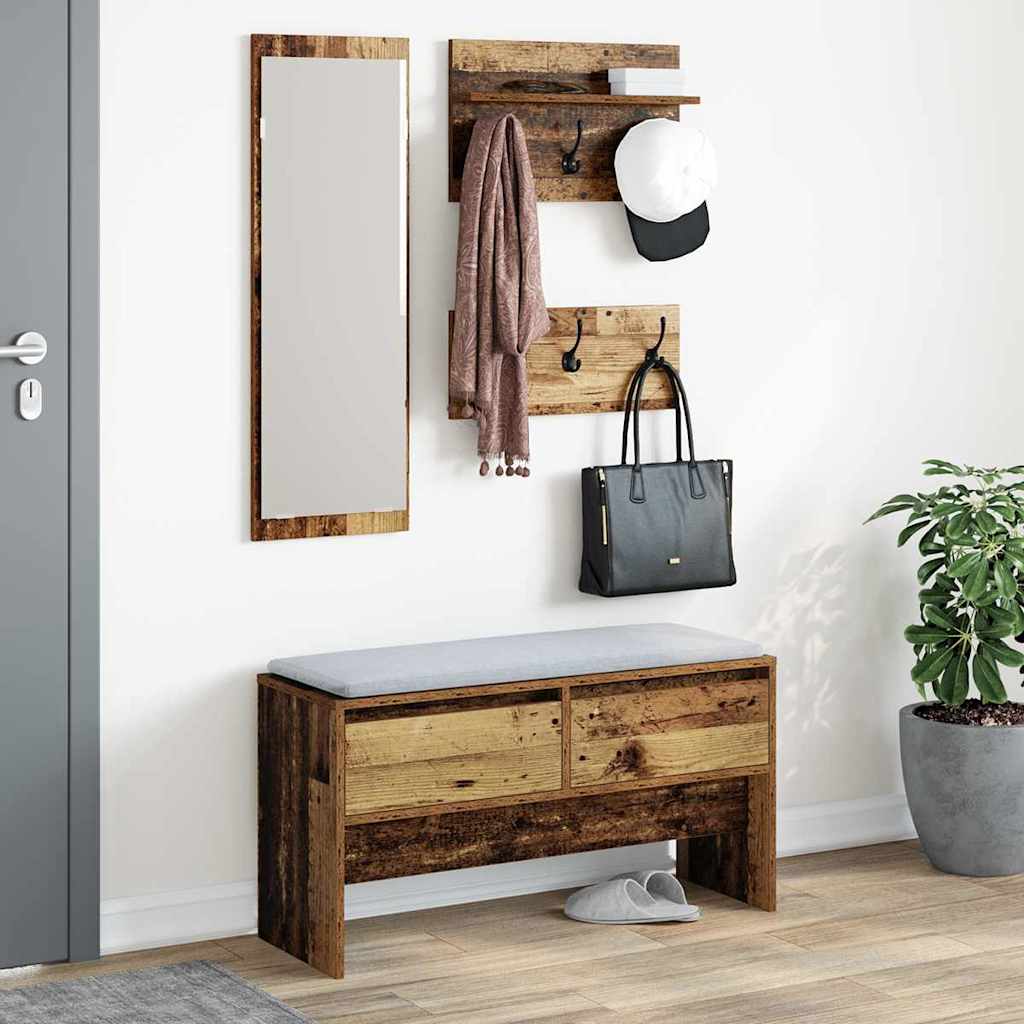 Hallway Furniture Set with Drawer Old wood 90 x 31 x 46.5 cm
