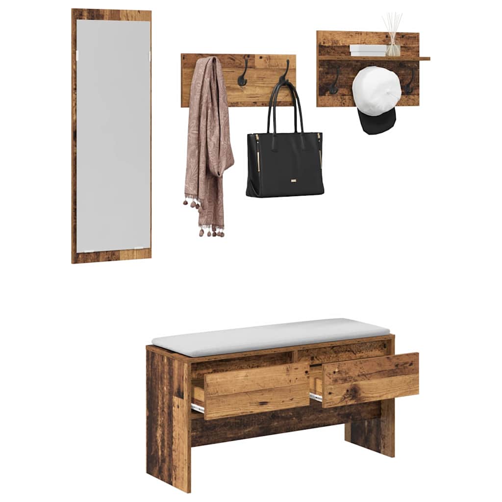 Hallway Furniture Set with Drawer Old wood 90 x 31 x 46.5 cm