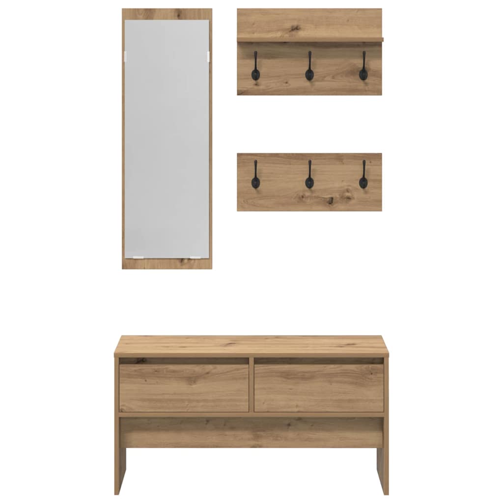 Hallway Furniture Set 4 pcs Black oak 90 x 31 x 46.5 cm