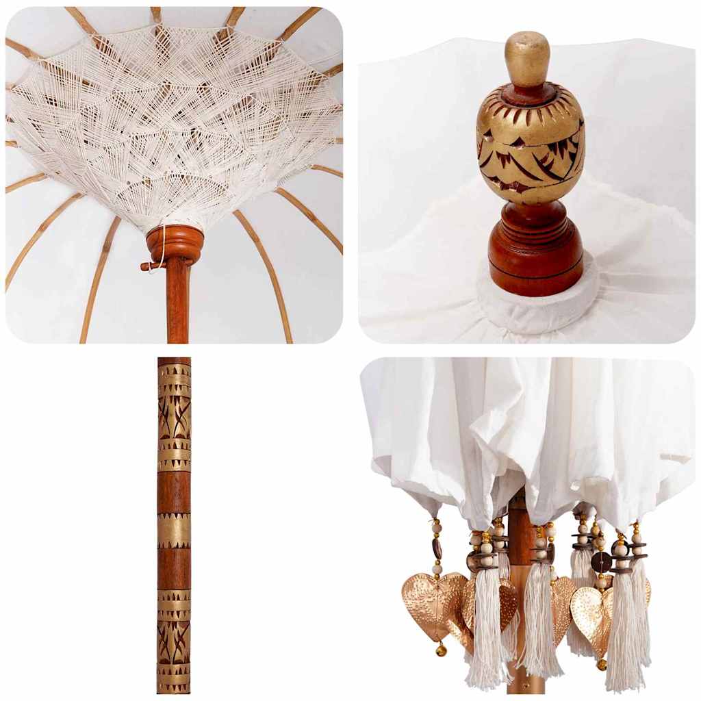 Balinese Parasol 260 Cream 180-190 cm Cotton and solid wood