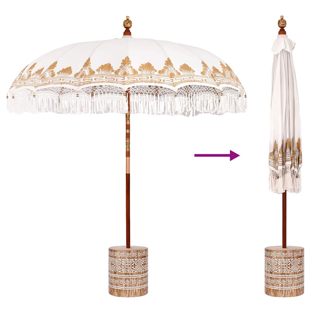 Balinese Parasol 260 Cream 210-220 cm Cotton and solid wood