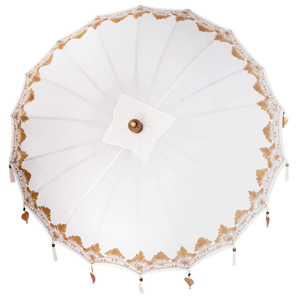 Balinese Parasol 2 pcs Cream 180-190 cm Cotton and solid wood