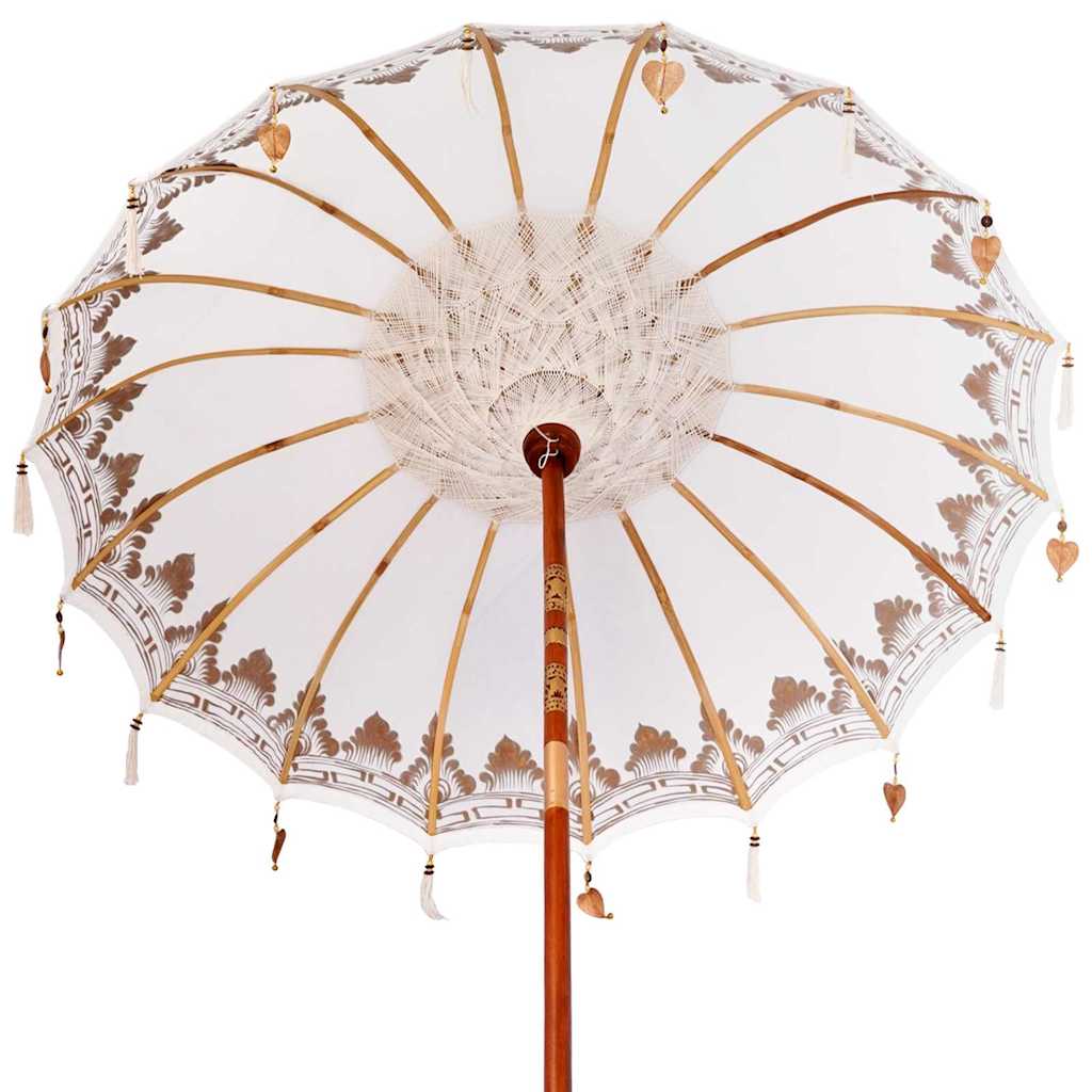 Balinese Parasol 2 pcs Cream 180-190 cm Cotton and solid wood