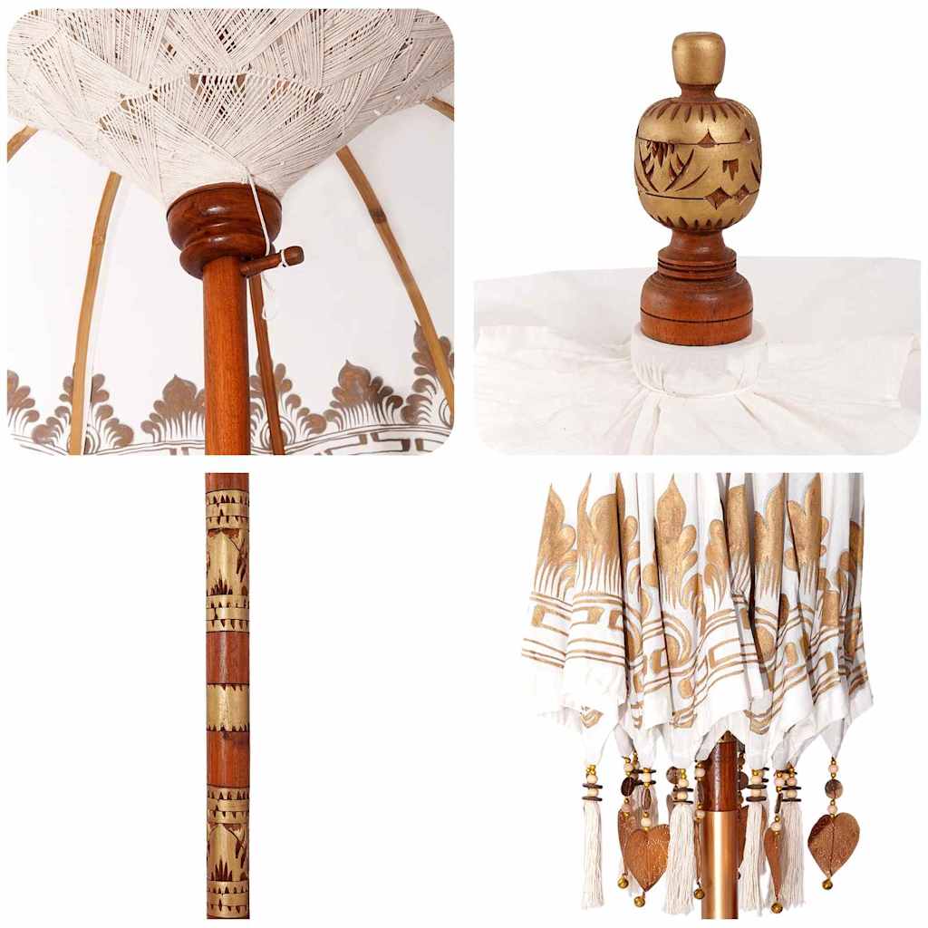 Balinese Parasol 2 pcs Cream 180-190 cm Cotton and solid wood