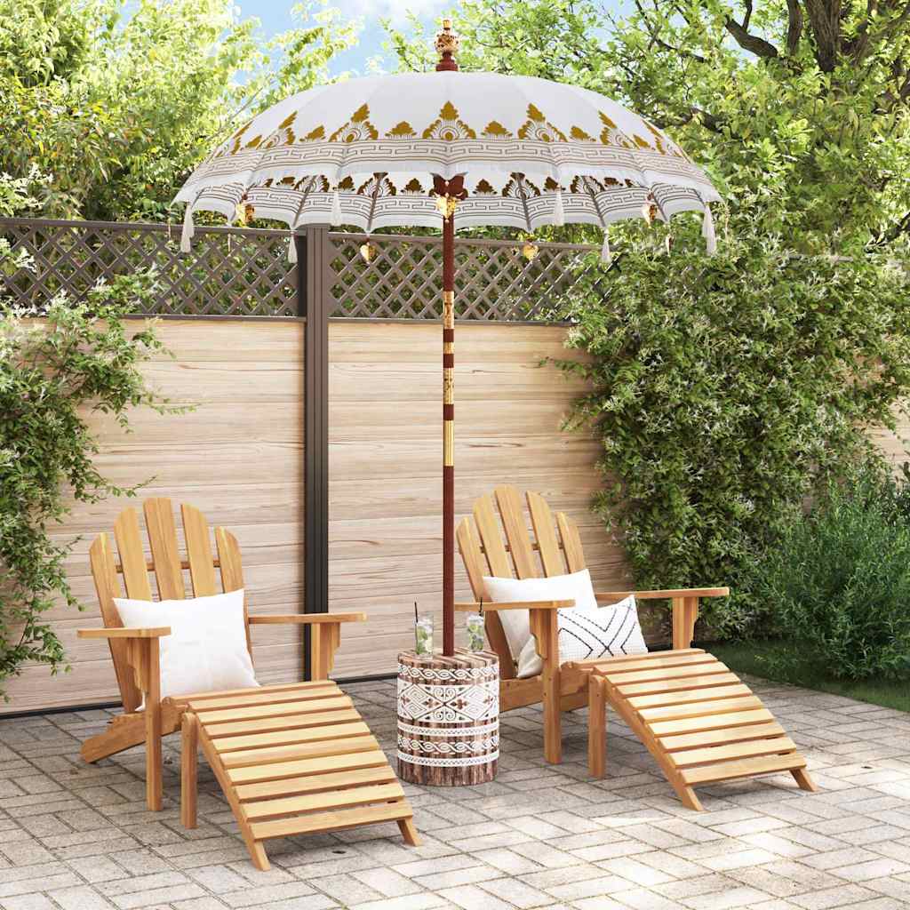 Balinese Parasol 2 pcs Cream 180-190 cm Cotton and solid wood