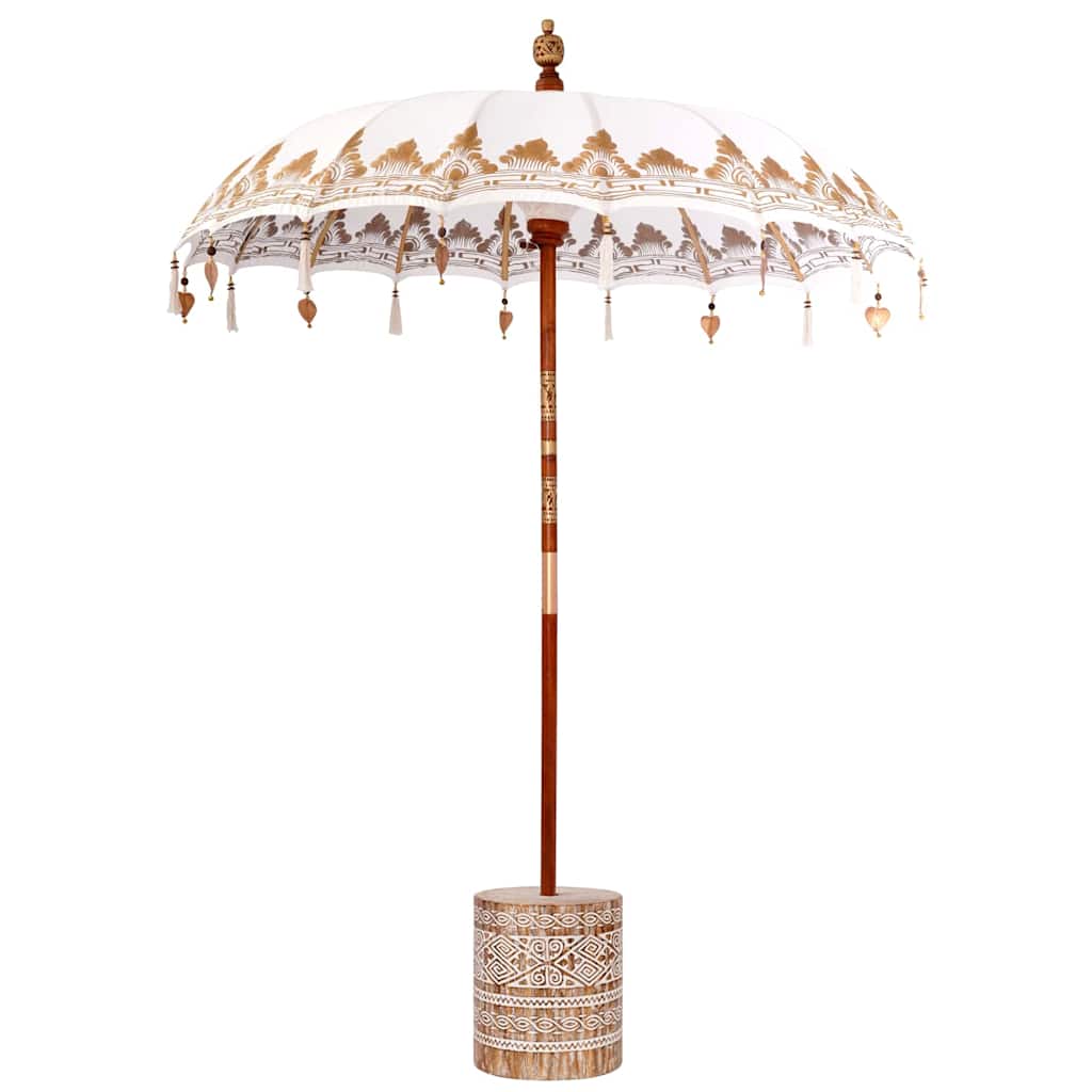 Balinese Parasol 2 pcs Cream 180-190 cm Cotton and solid wood