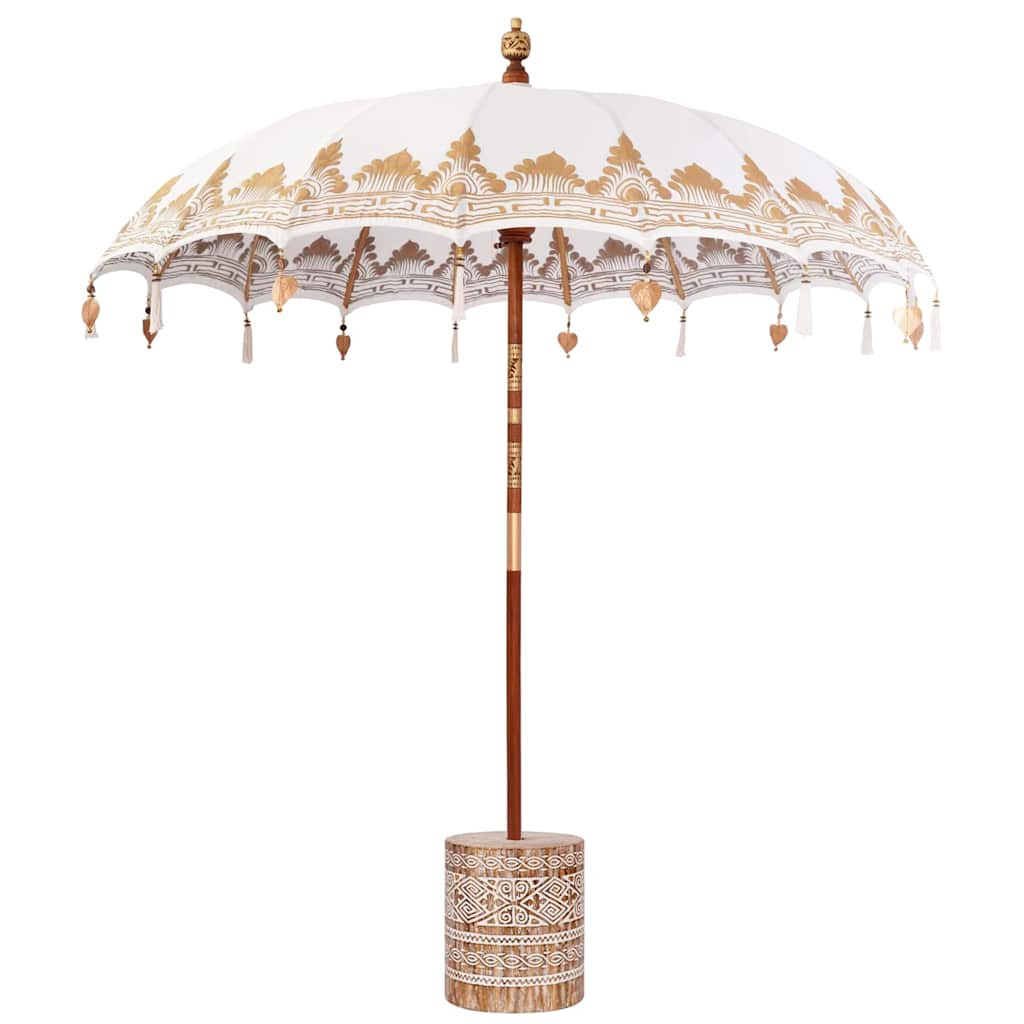 Balinese Parasol 2 pcs Cream 210-220 cm Cotton and solid wood