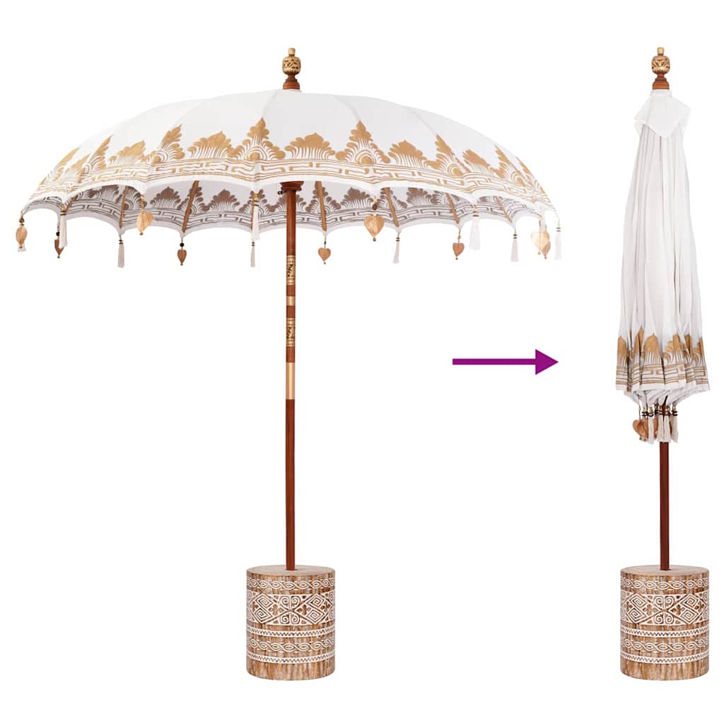 Balinese Parasol 2 pcs Cream 210-220 cm Cotton and solid wood