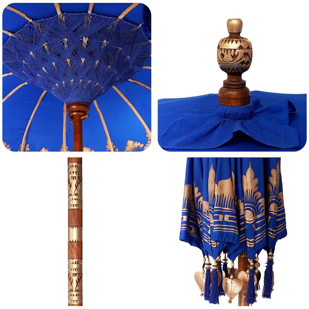Balinese Parasol 260 Blue 180-190 cm Cotton and solid wood