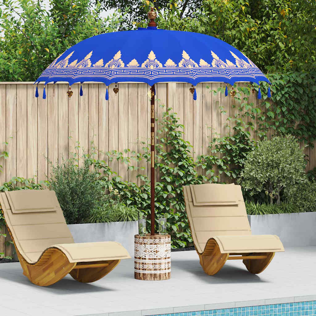 Balinese Parasol 260 Blue 210-220 cm Cotton and solid wood