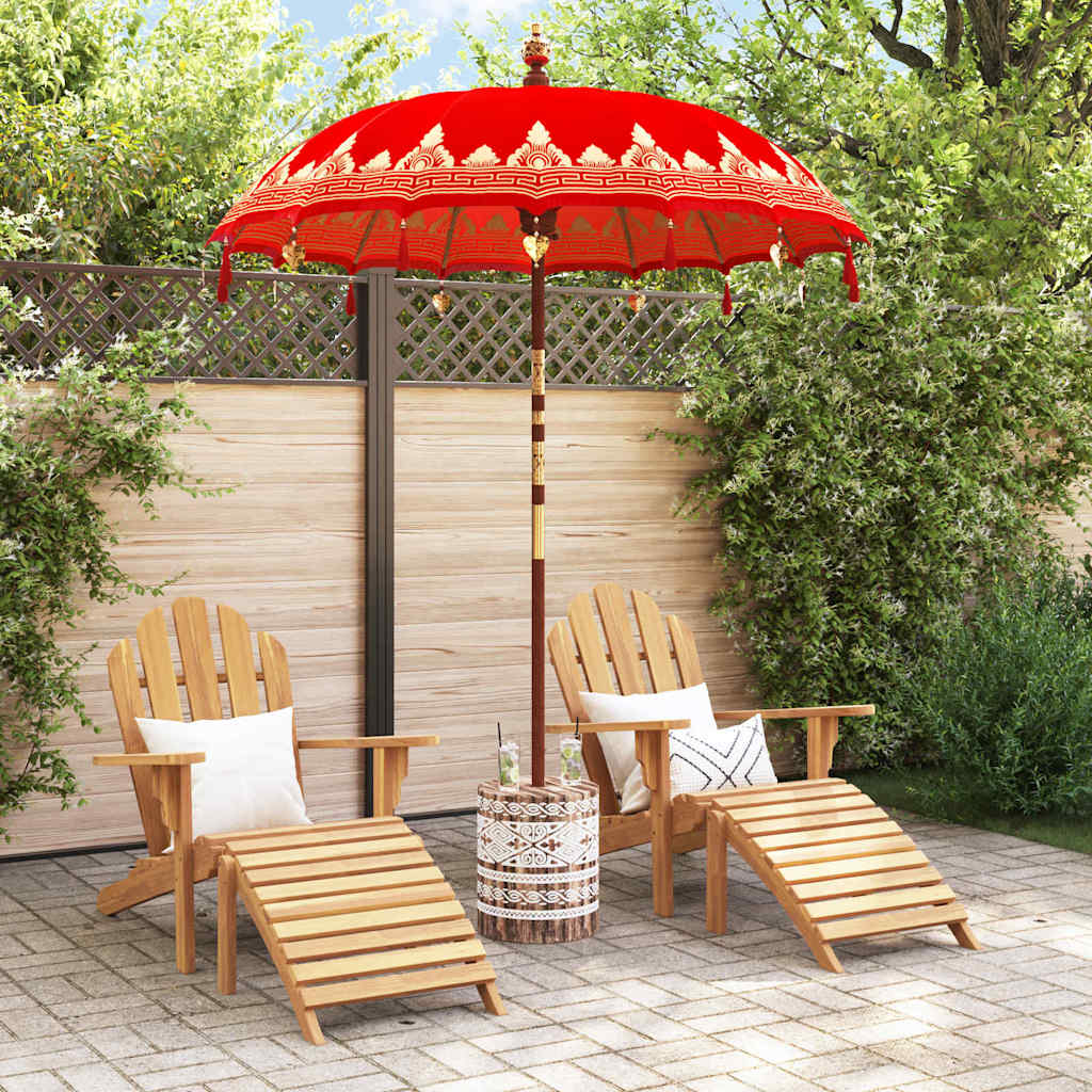 Balinese Parasol 260 Red 180-190 cm Cotton and solid wood