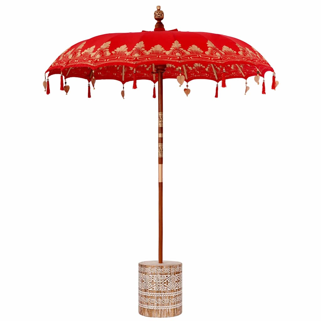 Balinese Parasol 260 Red 180-190 cm Cotton and solid wood